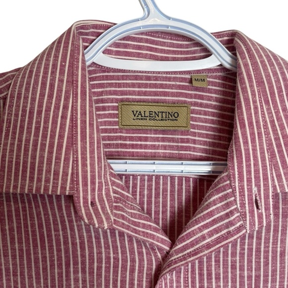 Valentino Pink and White Striped Button Down Shirt Size Medium - Picture 6 of 9